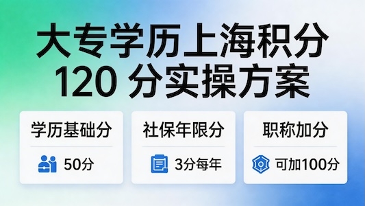 大专学历申请上海居住证积分 120 分达标方案汇总